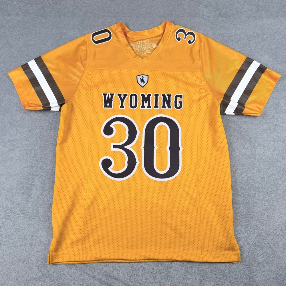 Retro Brand Wyoming Cowboys Wilson 30 Football Jersey Gold Mens Medium
